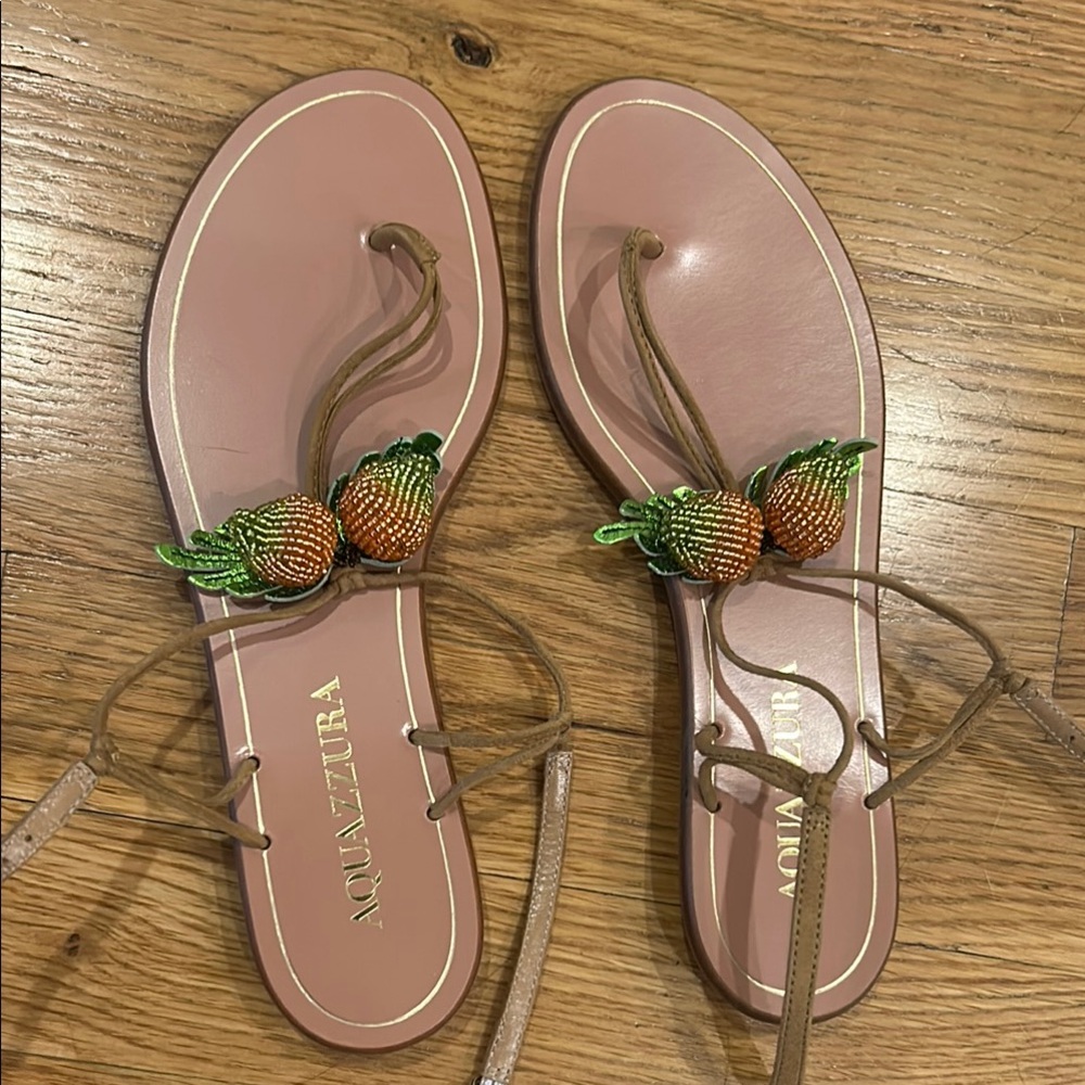 Aquazzura Pink and Green Sandals almost like new. Size 36